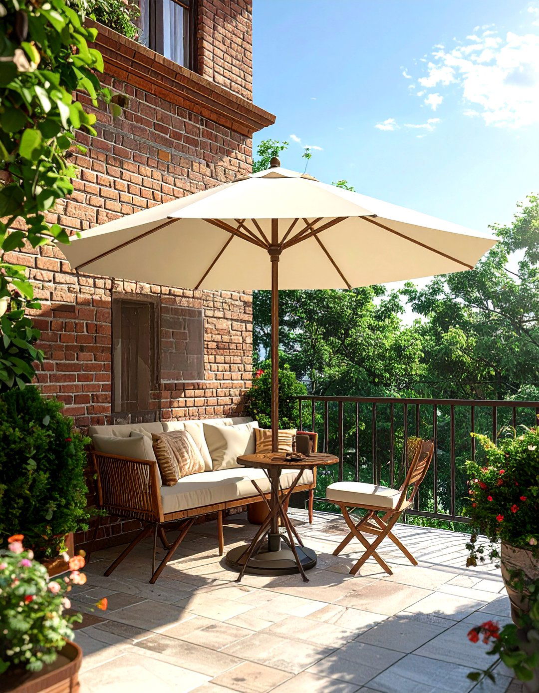 Balcony umbrella - 30 small balcony ideas