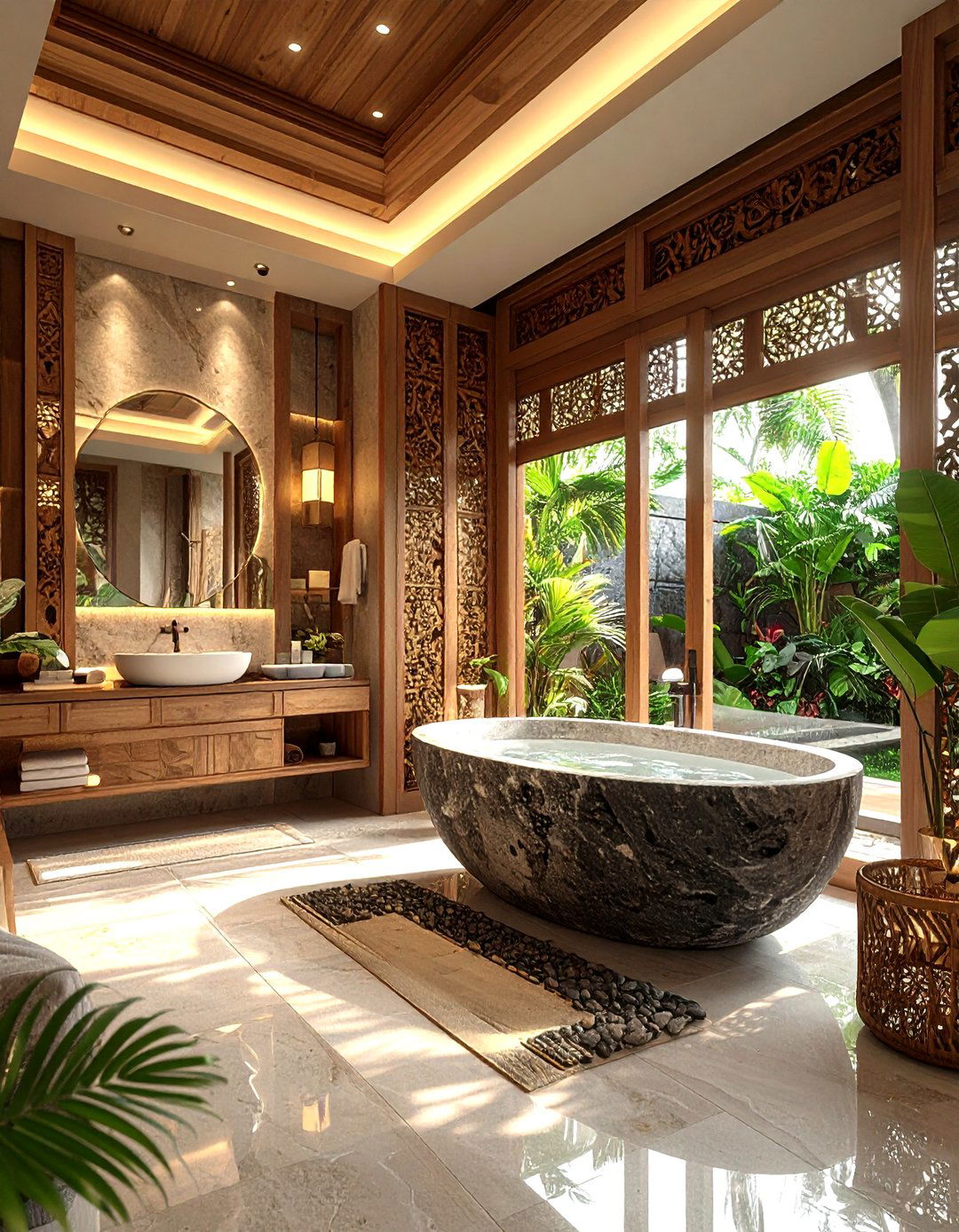 Balinese style bathroom - 30 tropical bathroom ideas