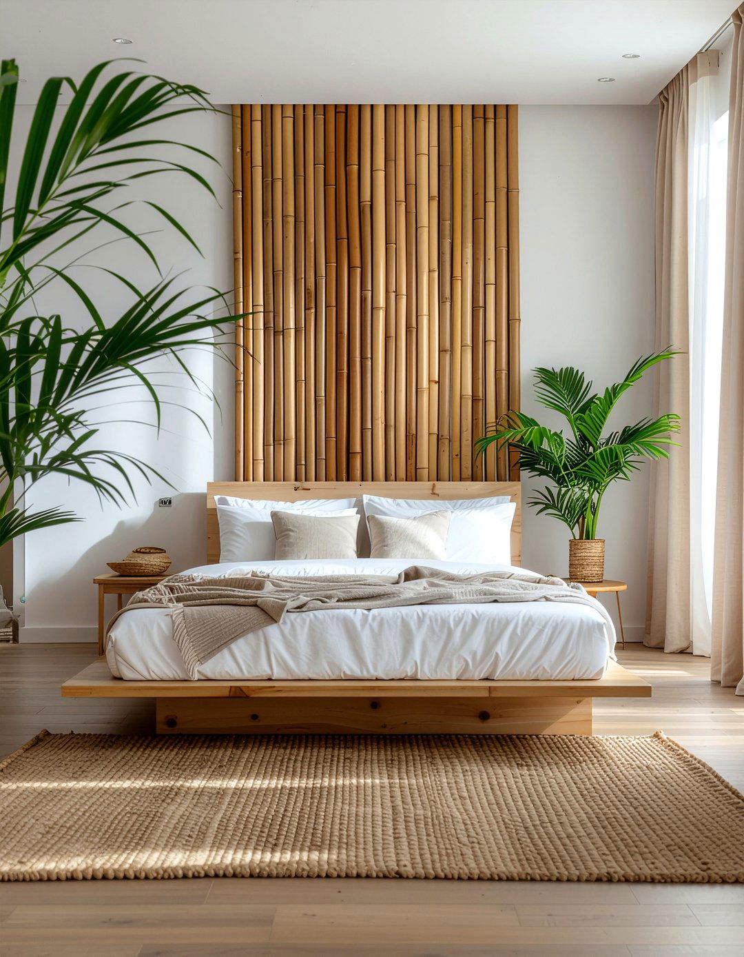 Bamboo Accent Wall - 30 Caribbean bedroom ideas