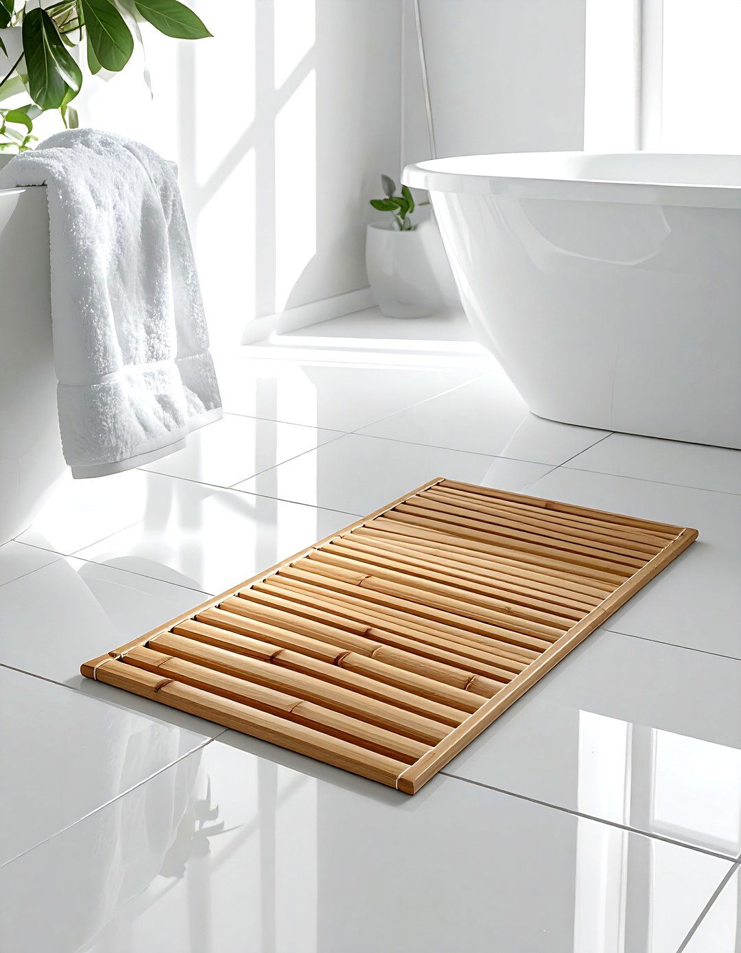 Bamboo Bath Mat - 30 spa-like decor ideas