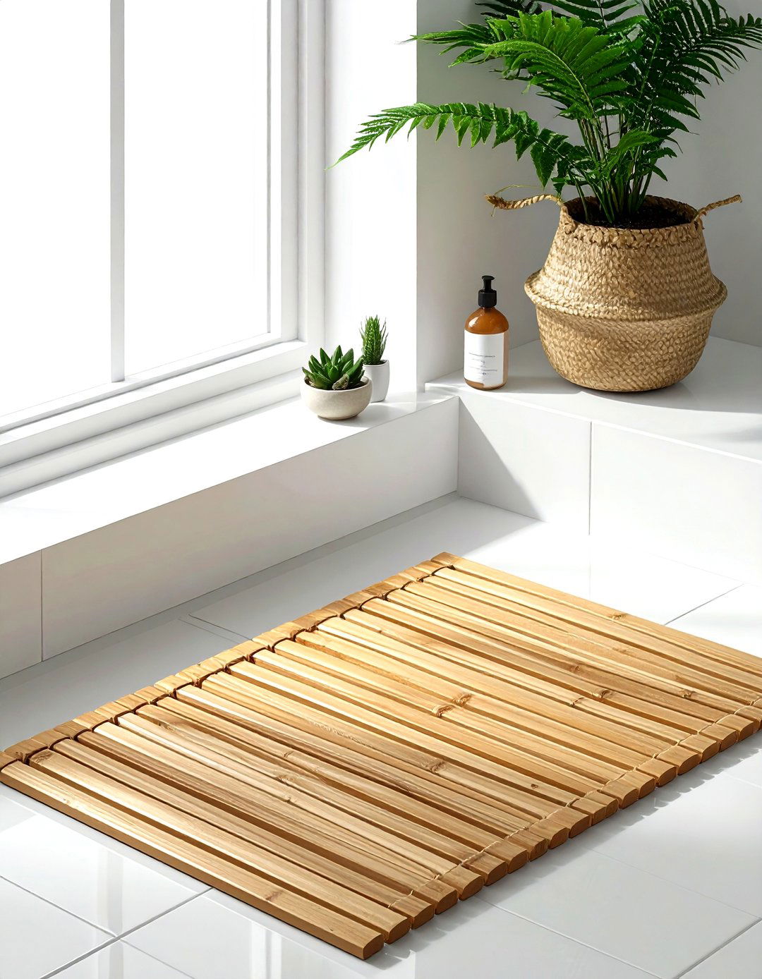 Bamboo Bath Mat - 30 quick bathroom makeover ideas