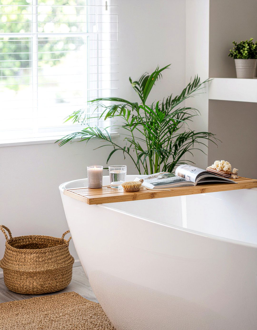Bamboo Bathtub Caddy - 30 bathroom tray ideas