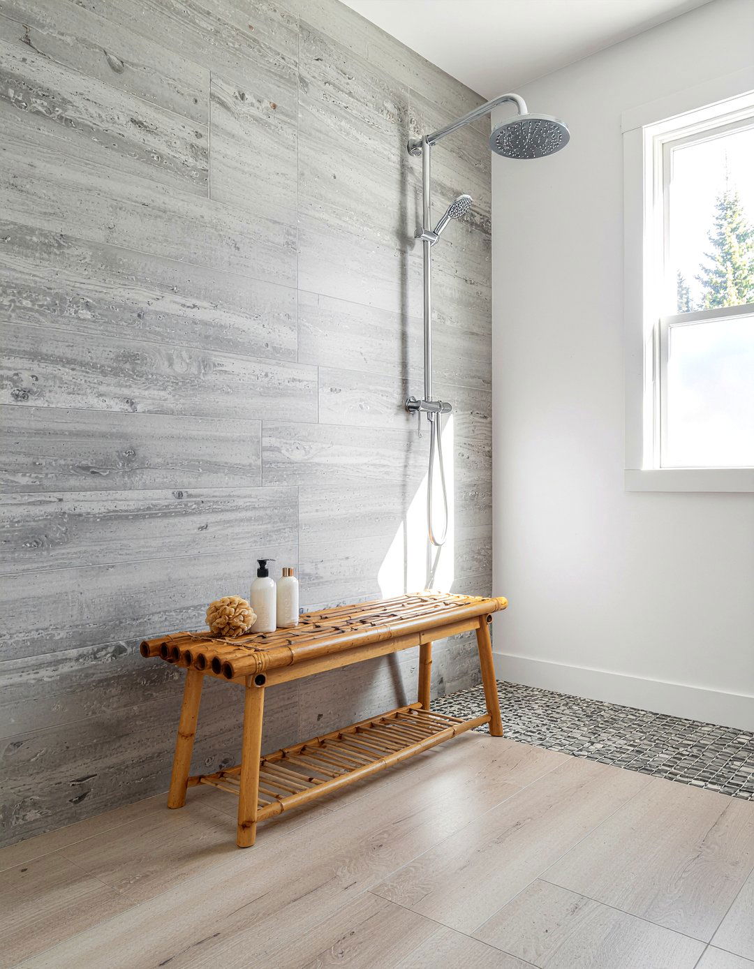 Bamboo Bench In Walk In Shower - 30 bamboo bathroom ideas