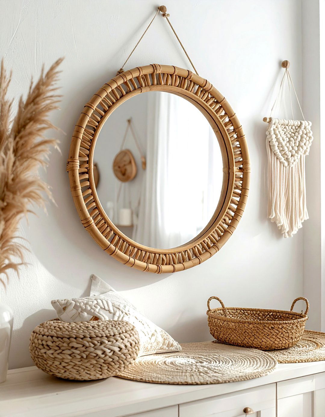 Bamboo Boho Mirror - 30 round mirror ideas