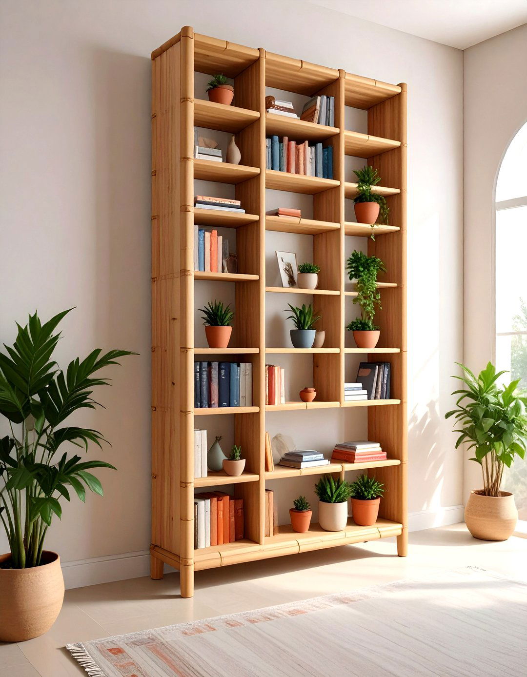 Bamboo Bookshelf - 30 living room Bohemian furniture ideas