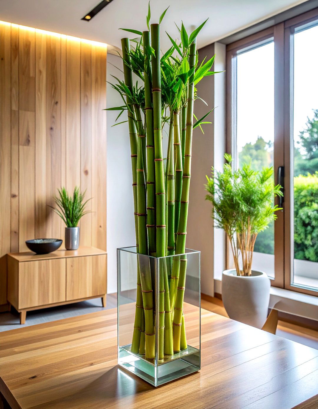 Bamboo Branch In Modern Vase - 30 tall centerpiece dining ideas
