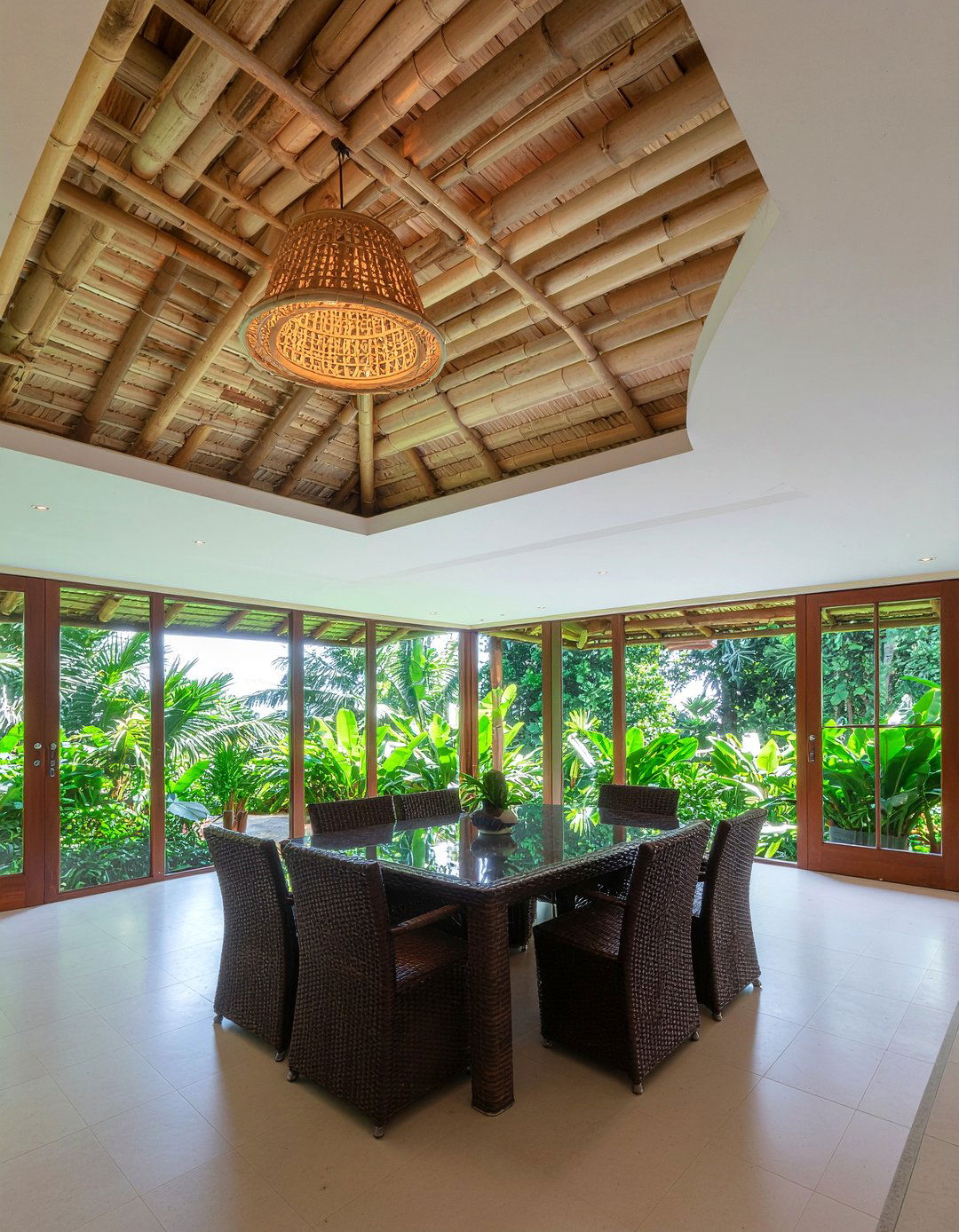 Bamboo Ceiling Treatment - 30 bamboo dining room ideas