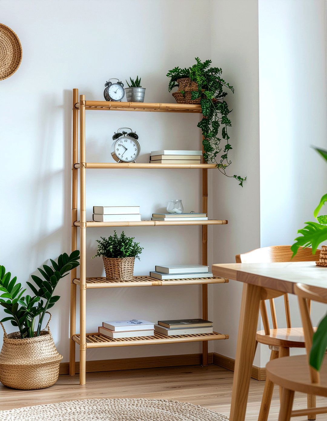 Bamboo Corner Shelf - 30 bamboo dining room ideas