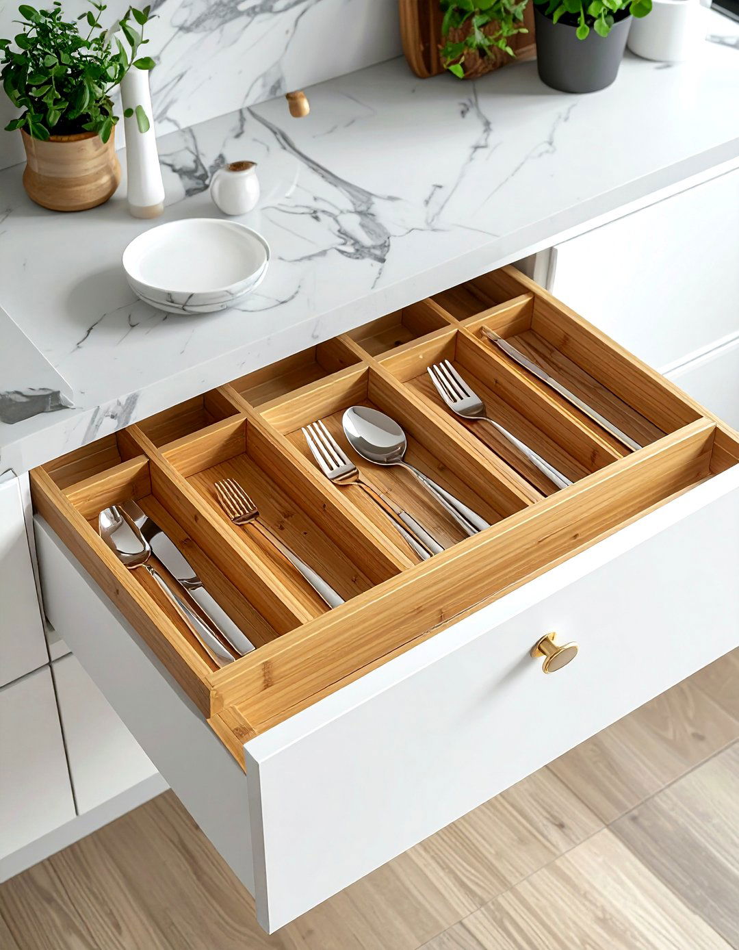 Bamboo Drawer Dividers - 30 storage box ideas