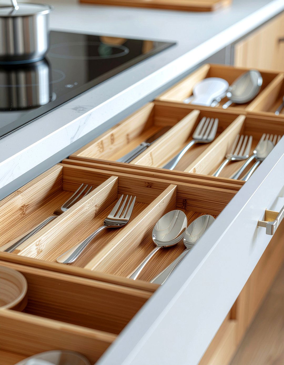 Bamboo Drawer Organizers - 30 kitchen facelift ideas