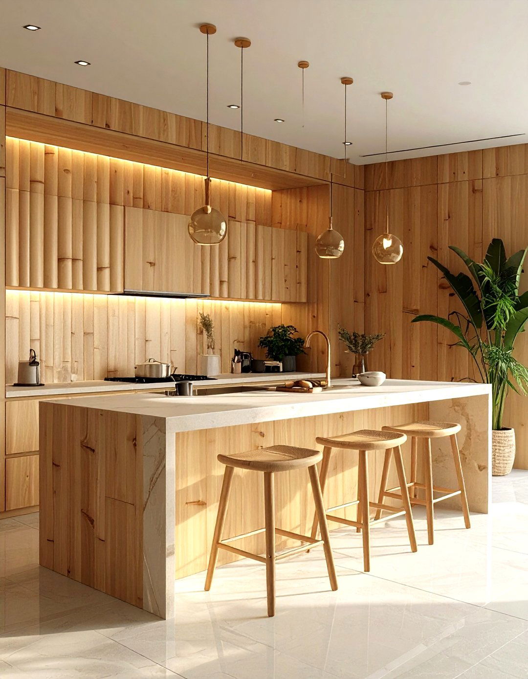 Bamboo Kitchen Wall - 30 kitchen wood wall ideas