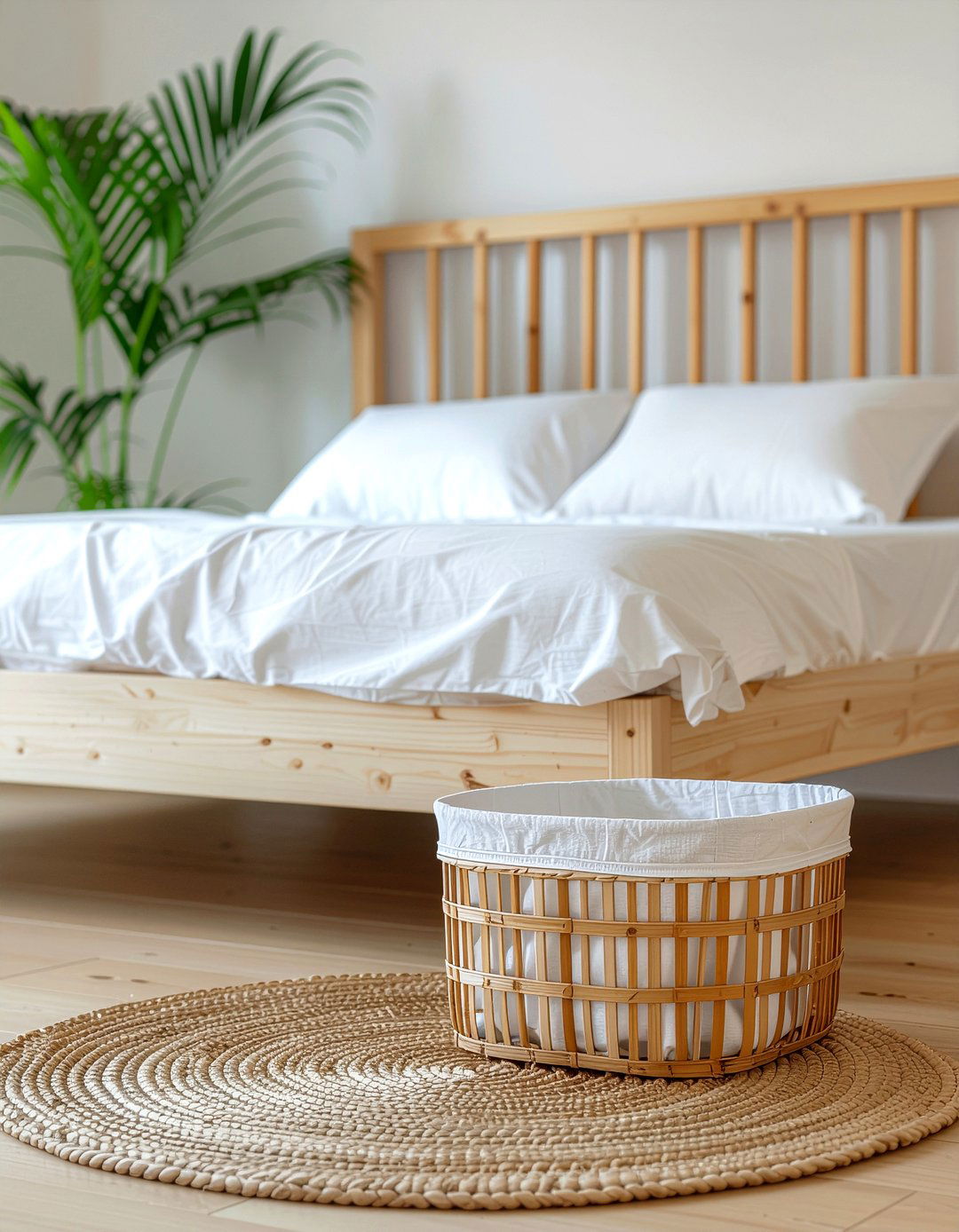 Bamboo Laundry Basket - 30 bedroom dirty clothes storage ideas