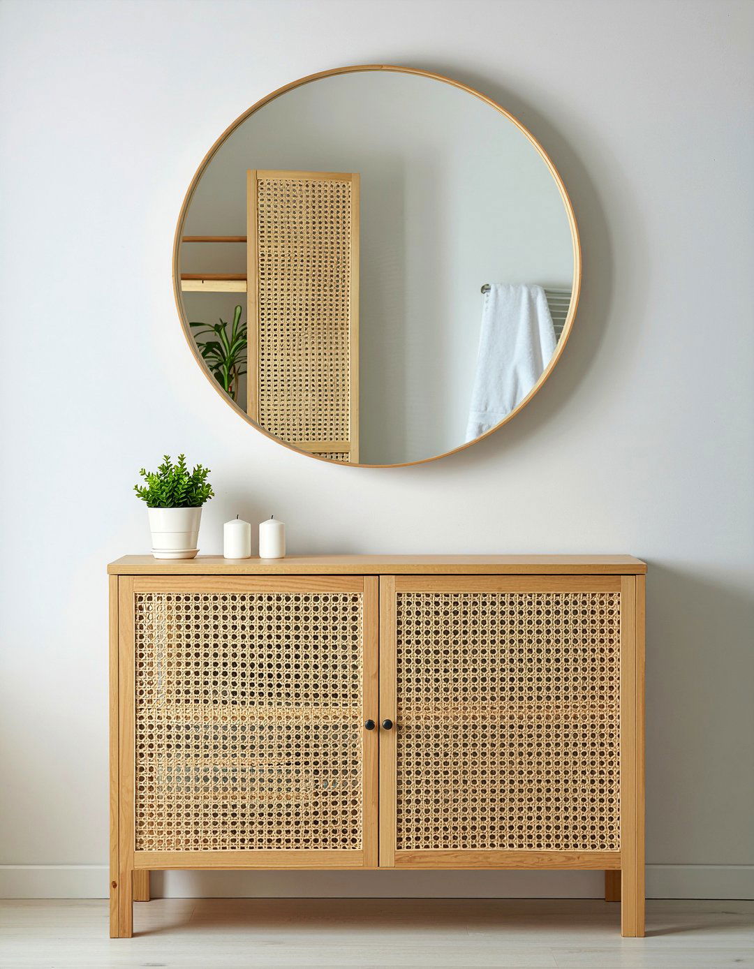 Bamboo Mirror Over Wooden Vanity - 30 bamboo bathroom ideas