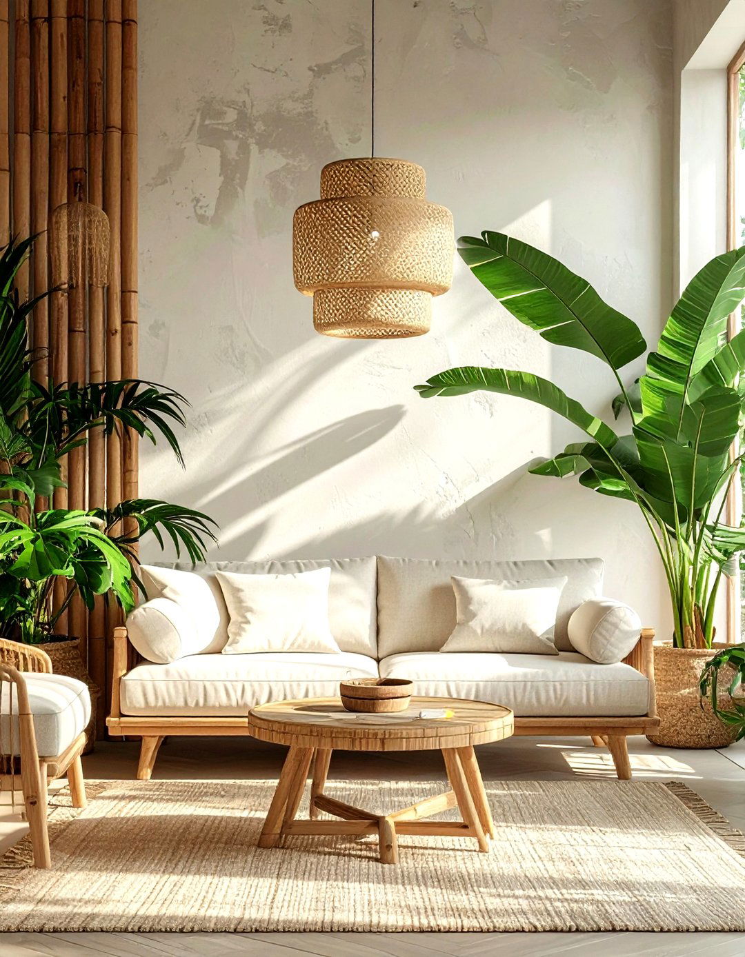 Bamboo Pendant Light - 30 living room pendant lighting ideas