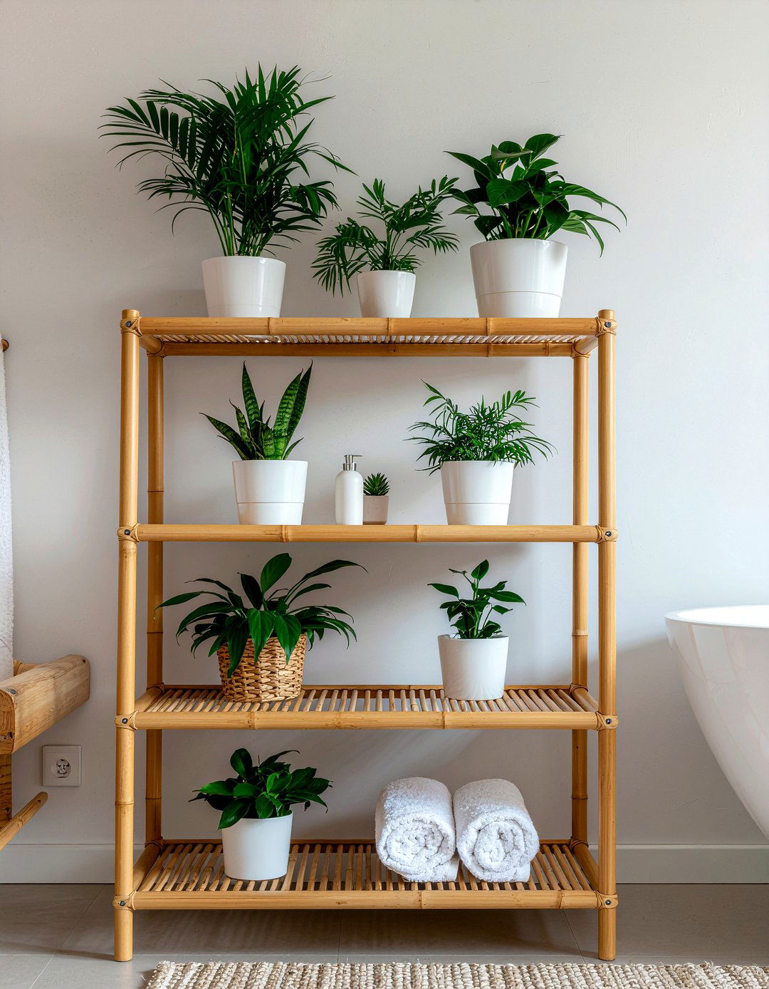 Bamboo Plant Shelf - 30 bathroom planter ideas