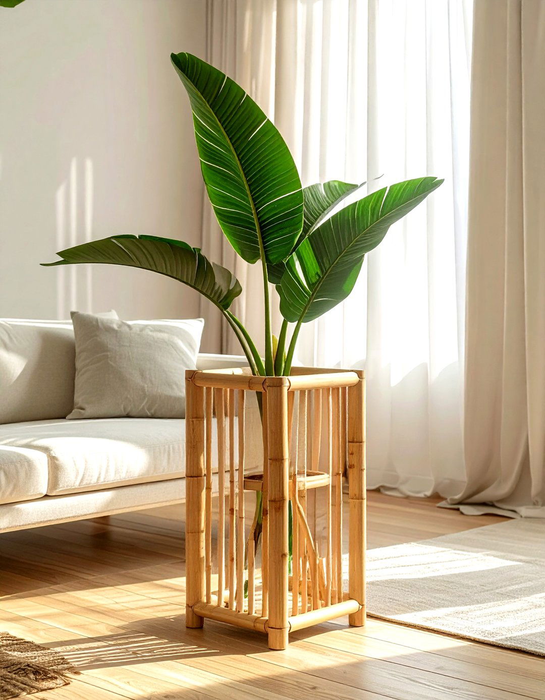 Bamboo Plant Stand - 30 living room plant stands