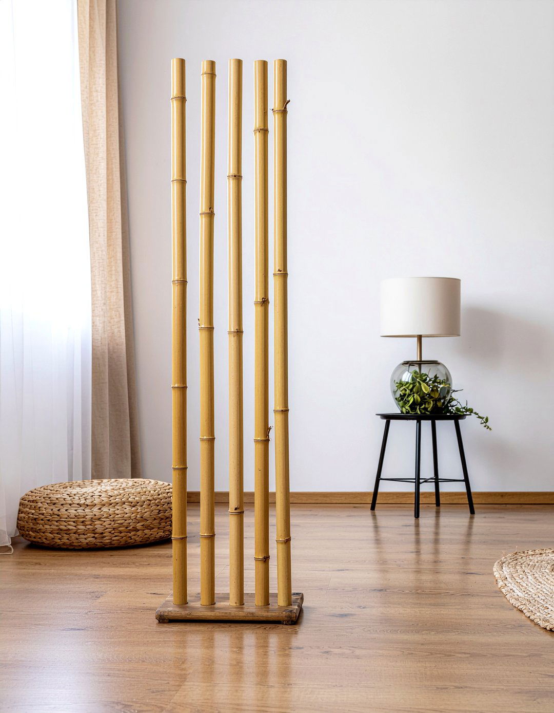 Bamboo Pole Screen - 30 living room divider ideas