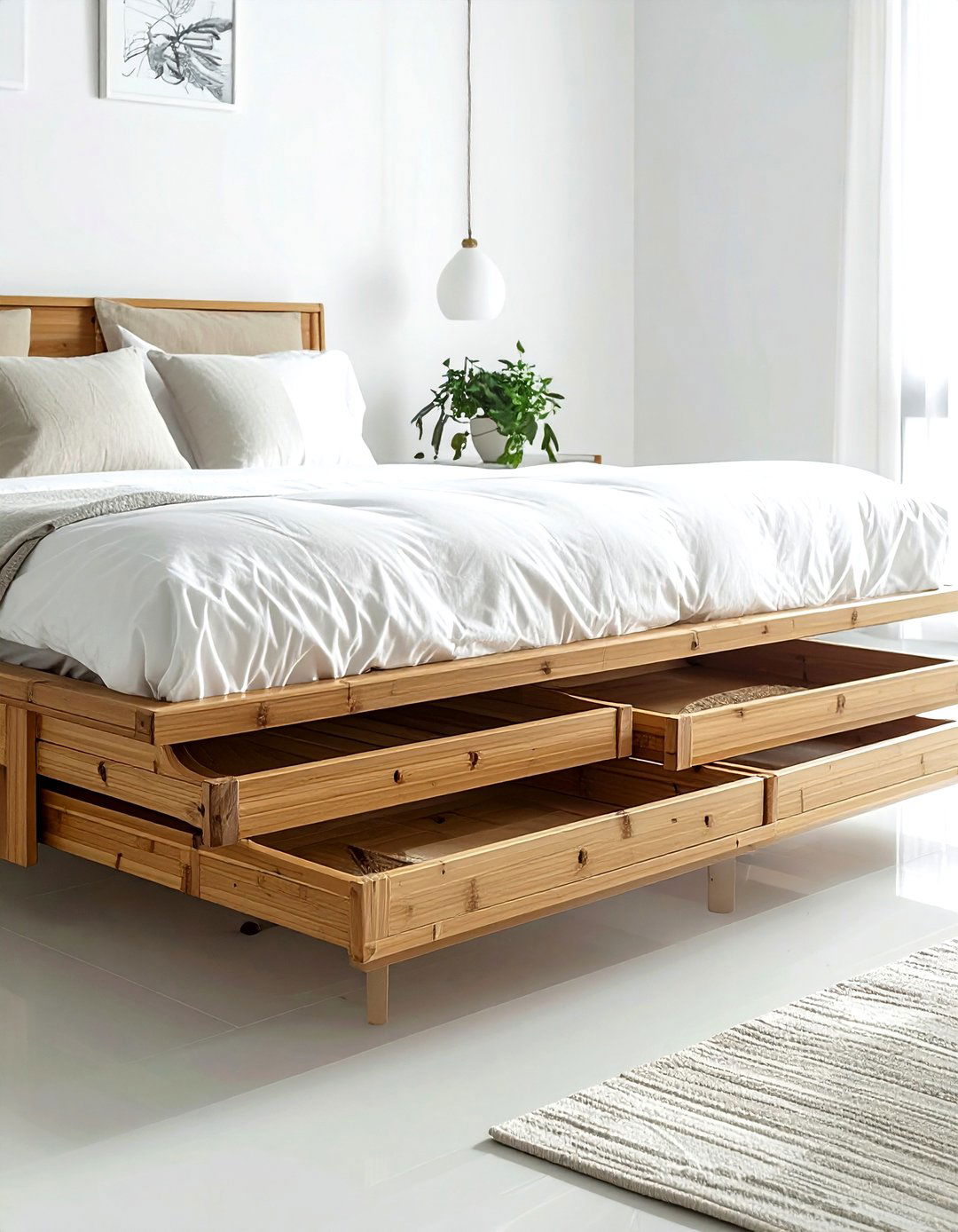 Bamboo Rolling Trays - 30 living room under bed storage ideas