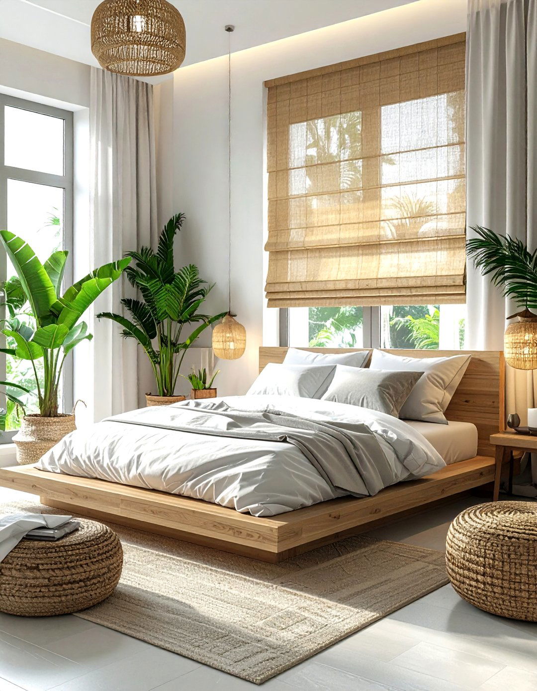 Bamboo Roman Shades - 30 bedroom curtain ideas