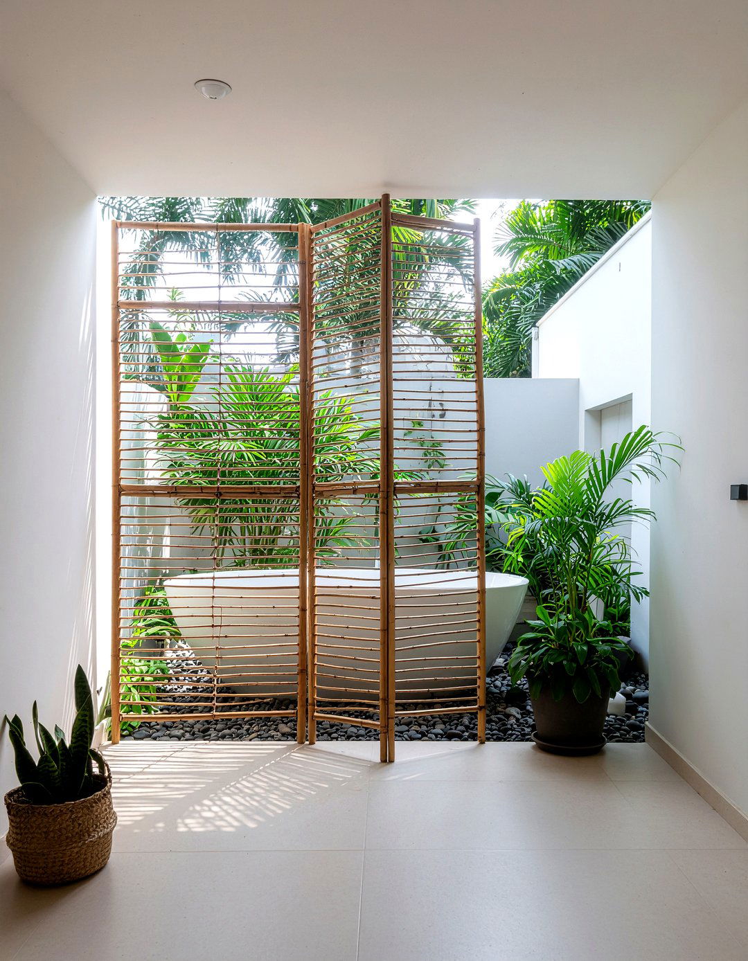 Bamboo Room Divider - 30 bathroom tub accent ideas