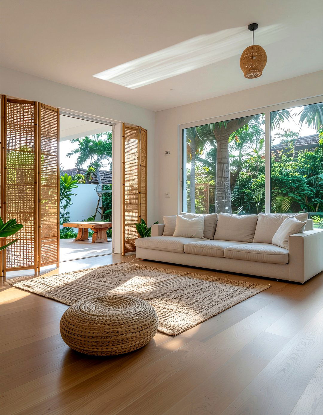 Bamboo Room Divider - 30 meditation living room ideas