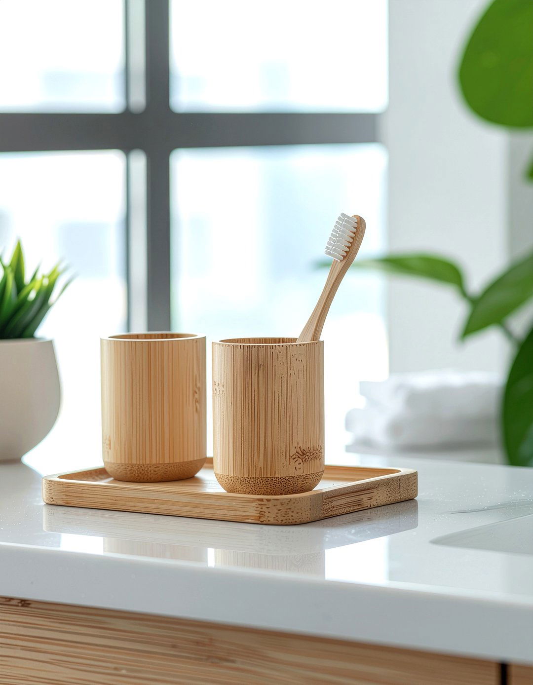 Bamboo Set For Dental Care - 30 bamboo bathroom ideas