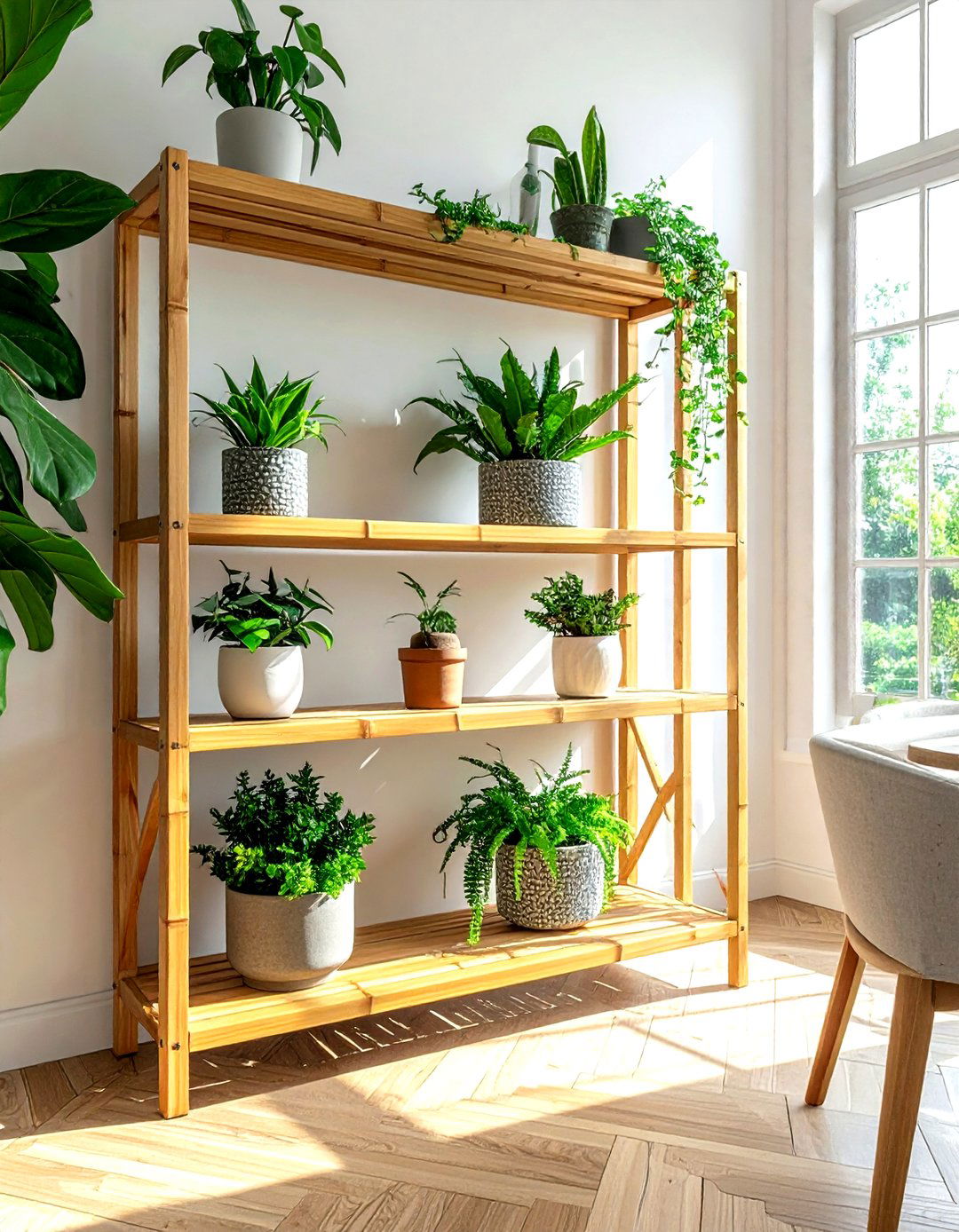 Bamboo Shelving Unit - 30 thrift store dining room ideas