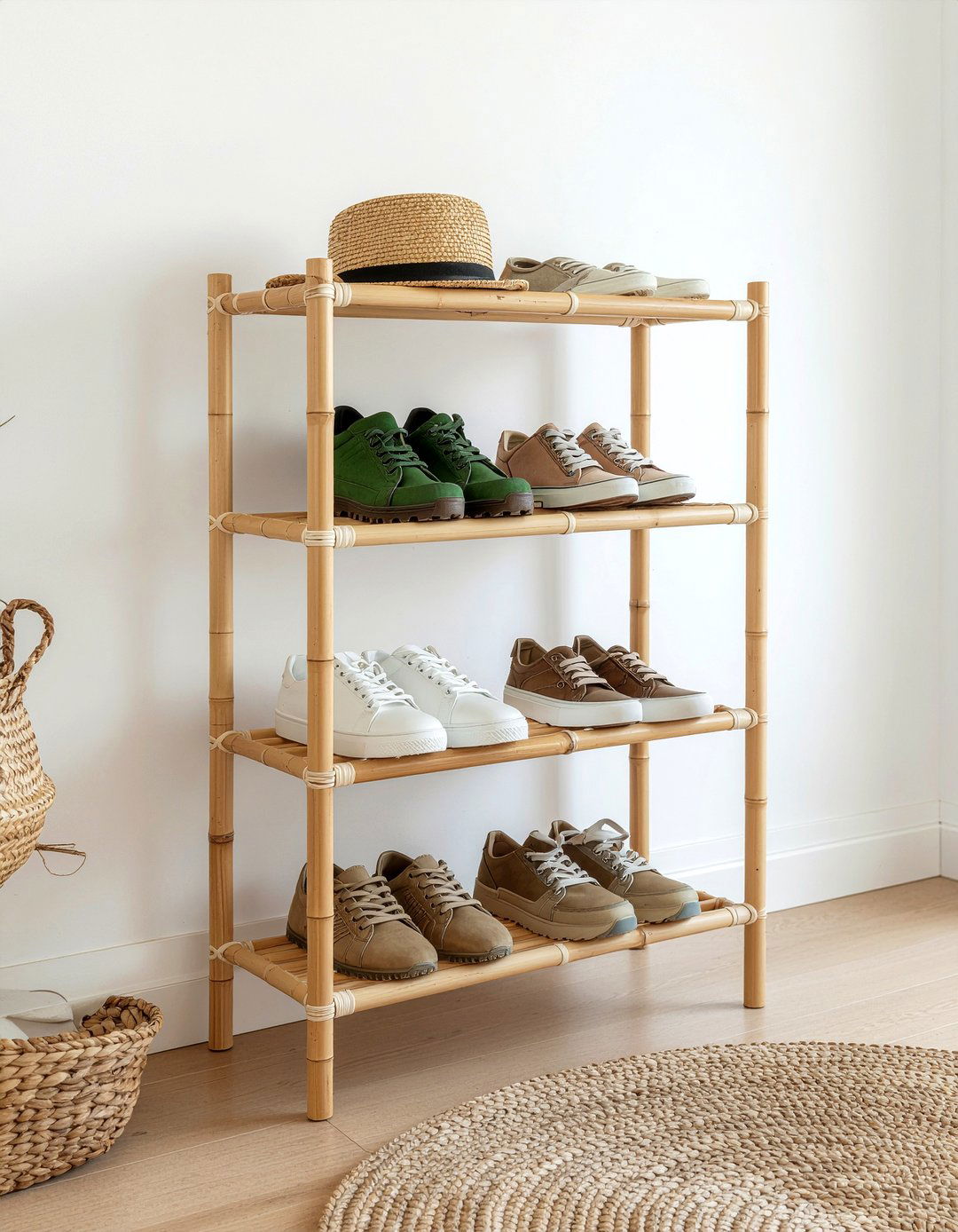 Bamboo Shoe Rack - 30 entryway organization ideas