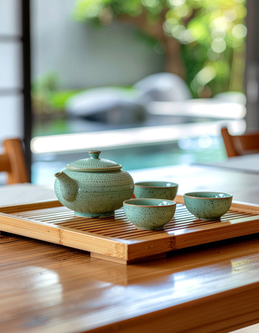 Bamboo Tea Tray - 30 dining room tea service ideas