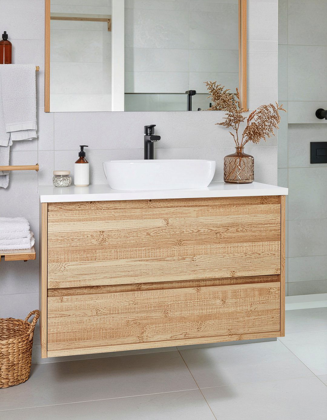 Bamboo Vanity With Stone Sink - 30 bamboo bathroom ideas