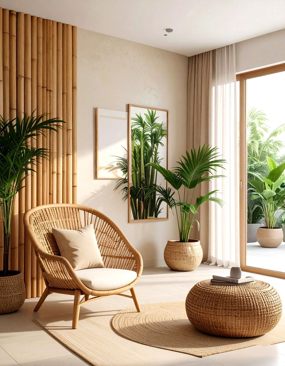 Bamboo Wall Covering - 30 living room wall texture ideas