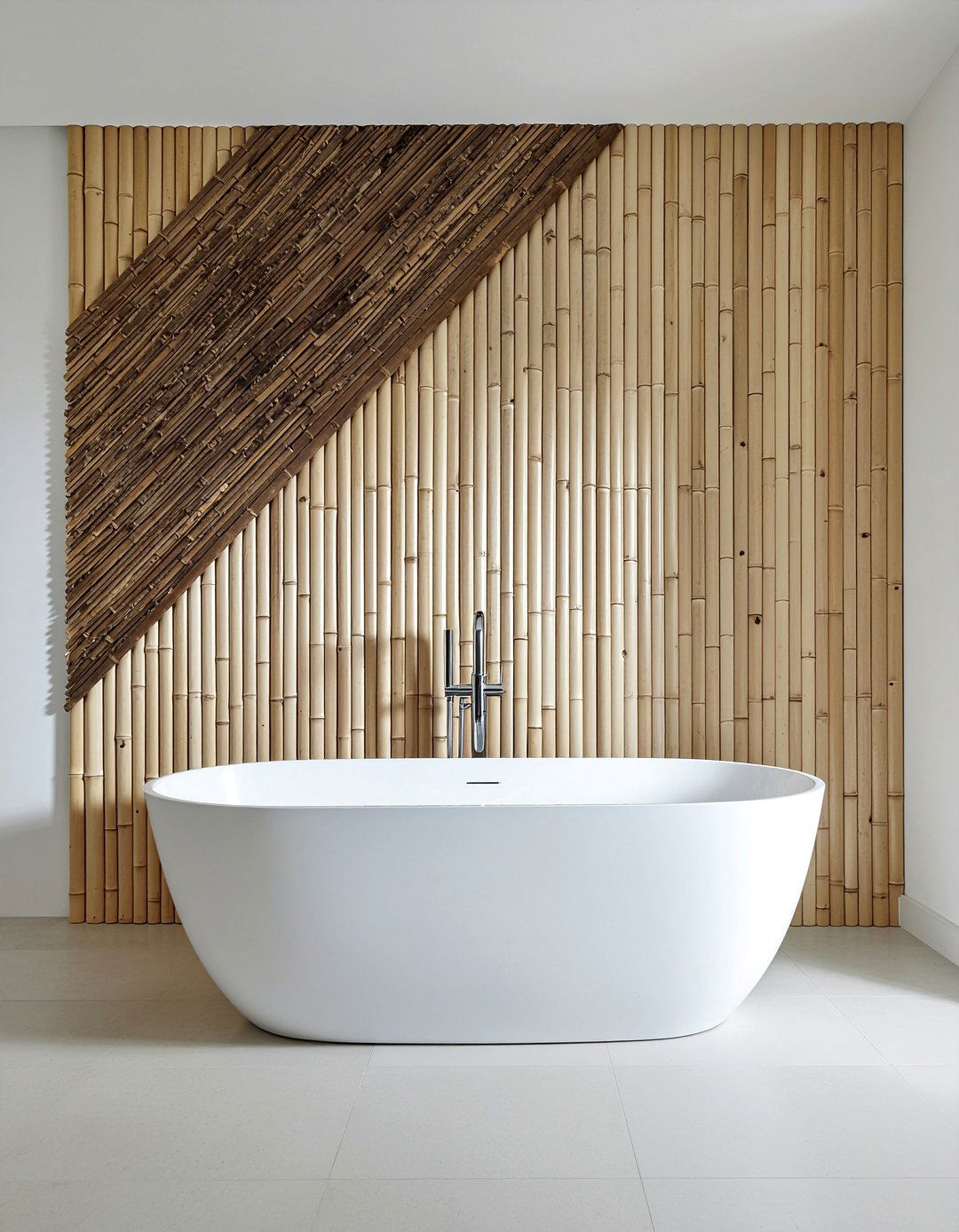 Bamboo Wall With Freestanding Tub - 30 bamboo bathroom ideas