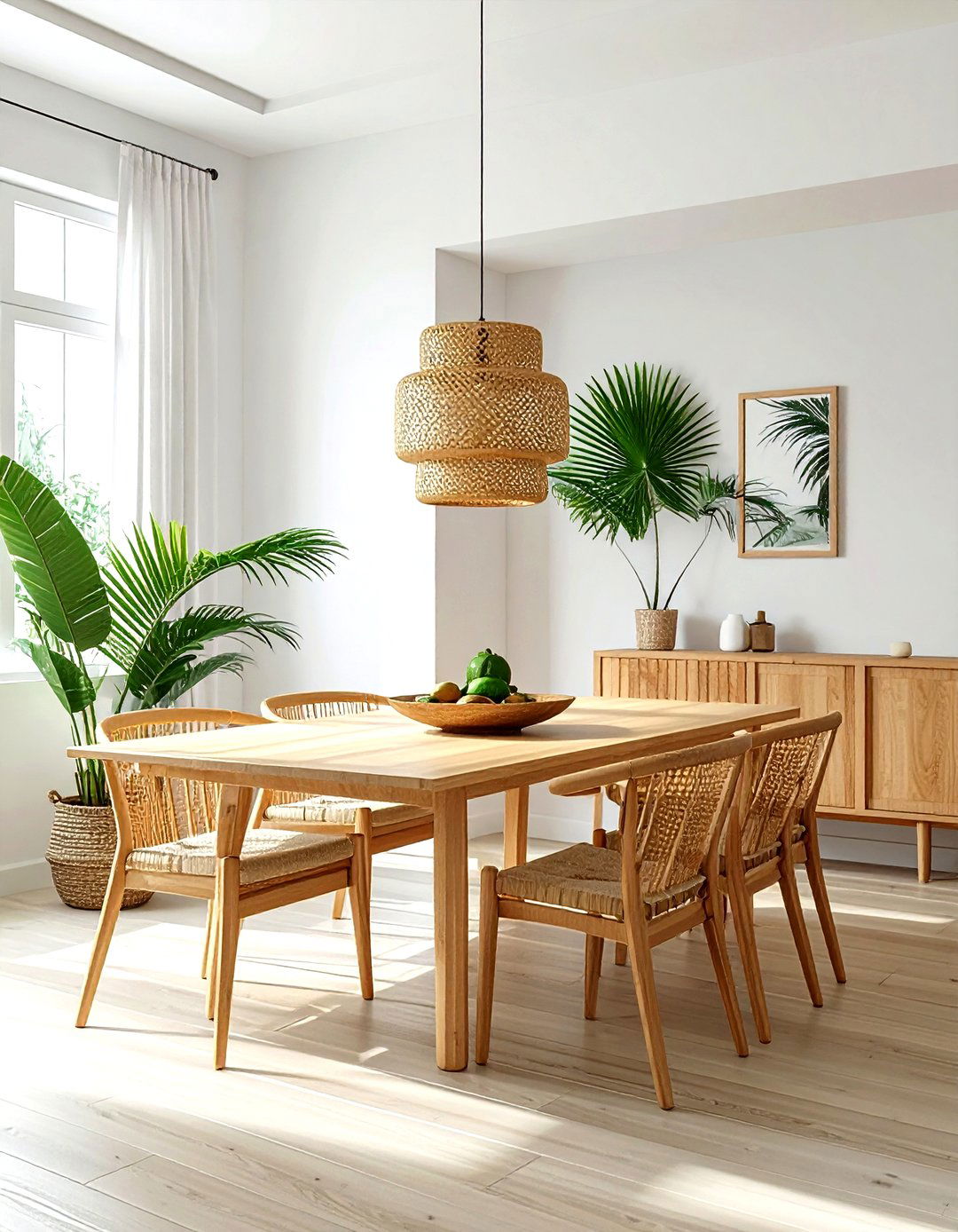 Bamboo Weave Light - 30 low hanging pendant dining room ideas