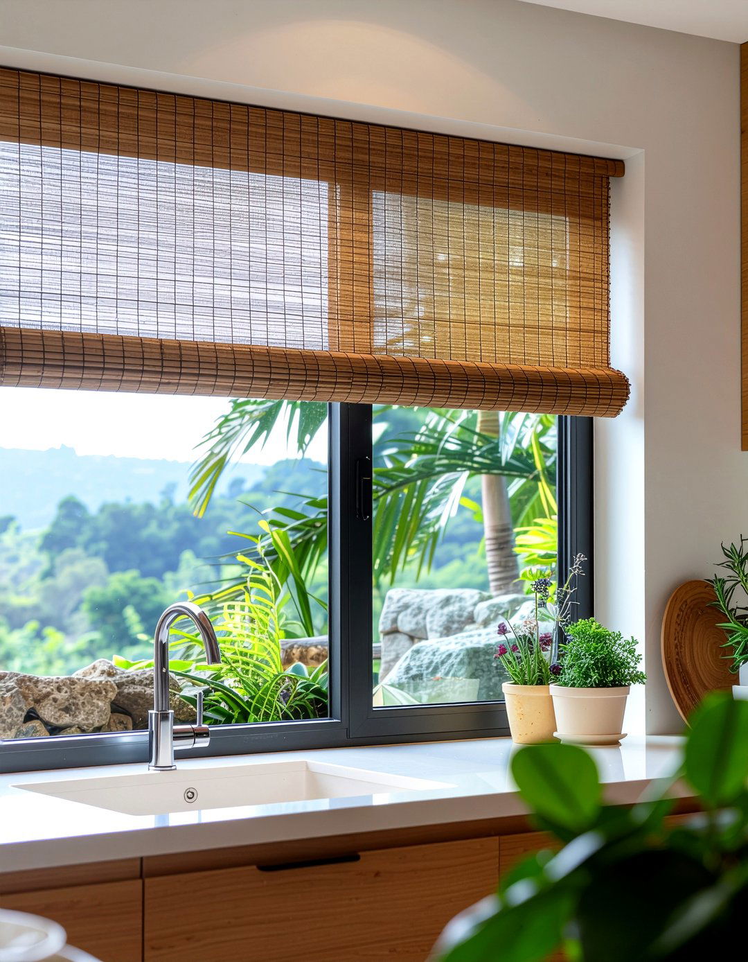 Bamboo Window Valance - 30 kitchen valance ideas