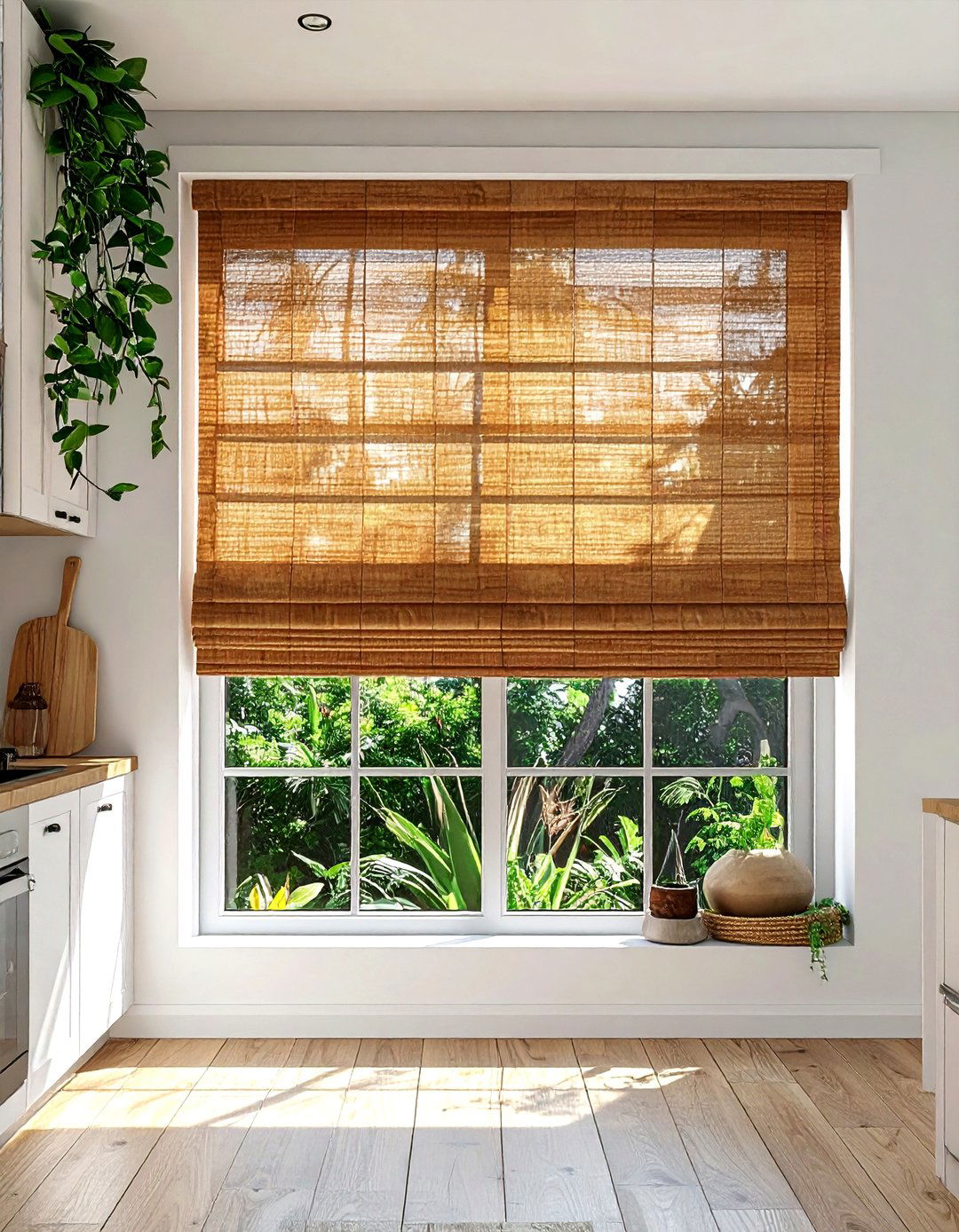 Bamboo Woven Roman Shade - 30 kitchen roman shade ideas