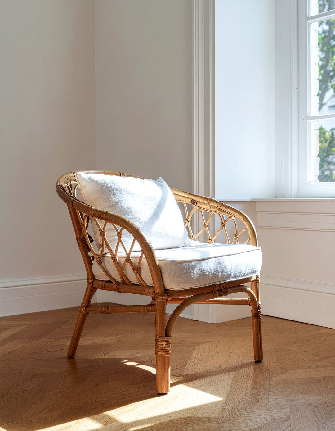 Bamboo accent chair - 30 thrifted living room ideas