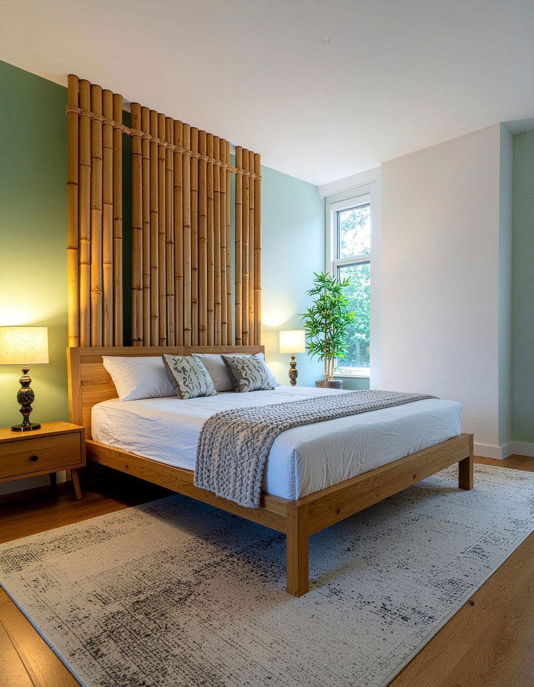 Bamboo accent wall - 30 Japanese bedroom ideas