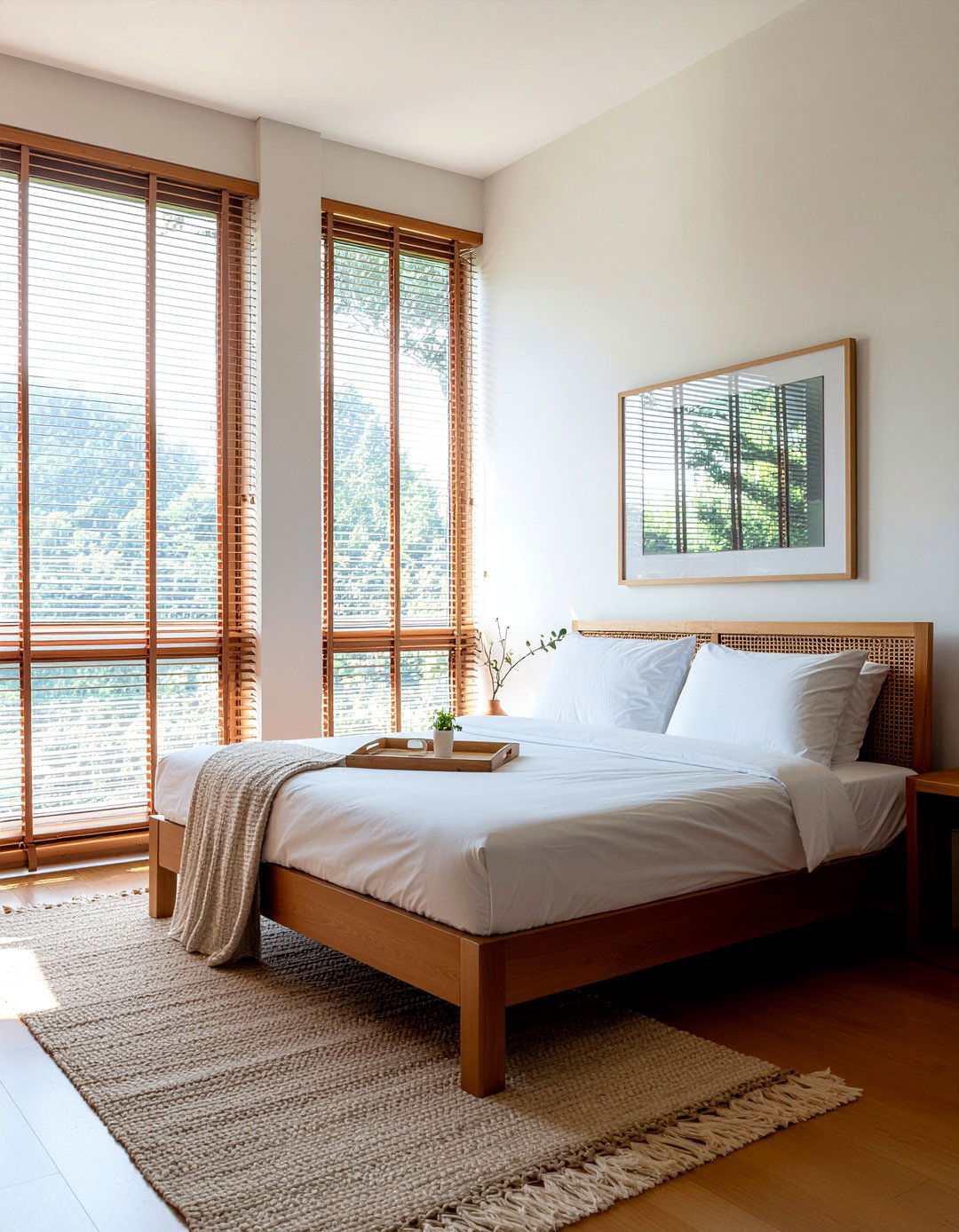 Bamboo accents - 30 meditation bedroom ideas