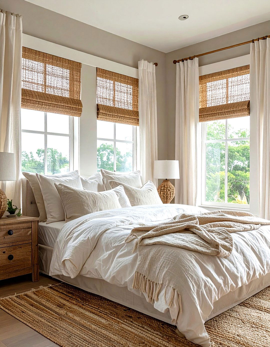 Bamboo and linen window treatments - 30 decor texture mixing ideas