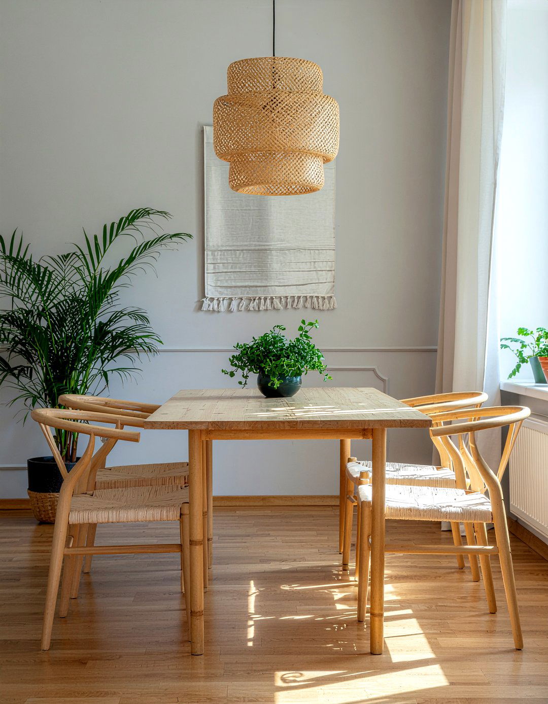 Bamboo and silk dining room - 30 dining room material mixing ideas
