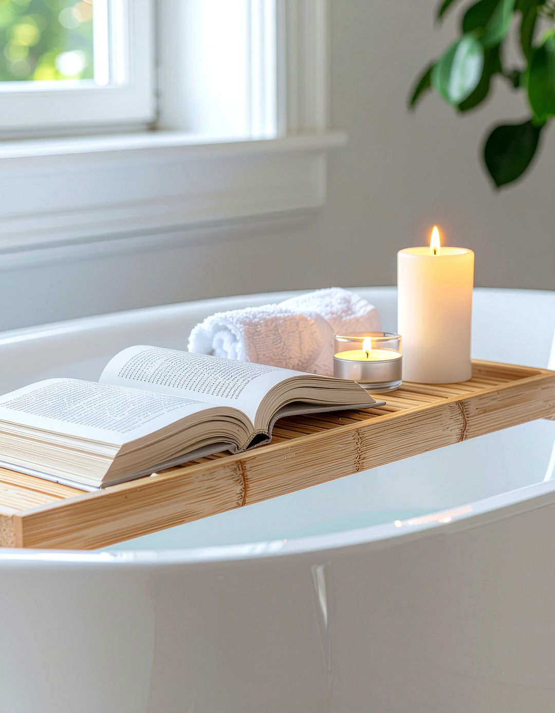 Bamboo bath caddy - 30 bathroom glow-up ideas