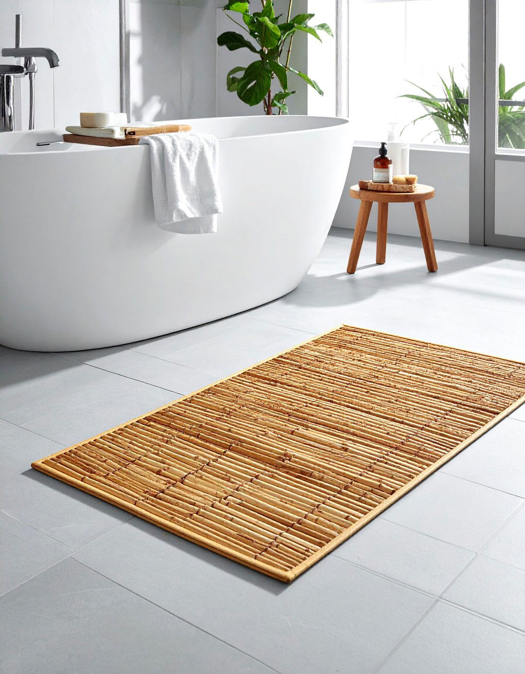Bamboo bath mat - 30 bathroom wellness ideas