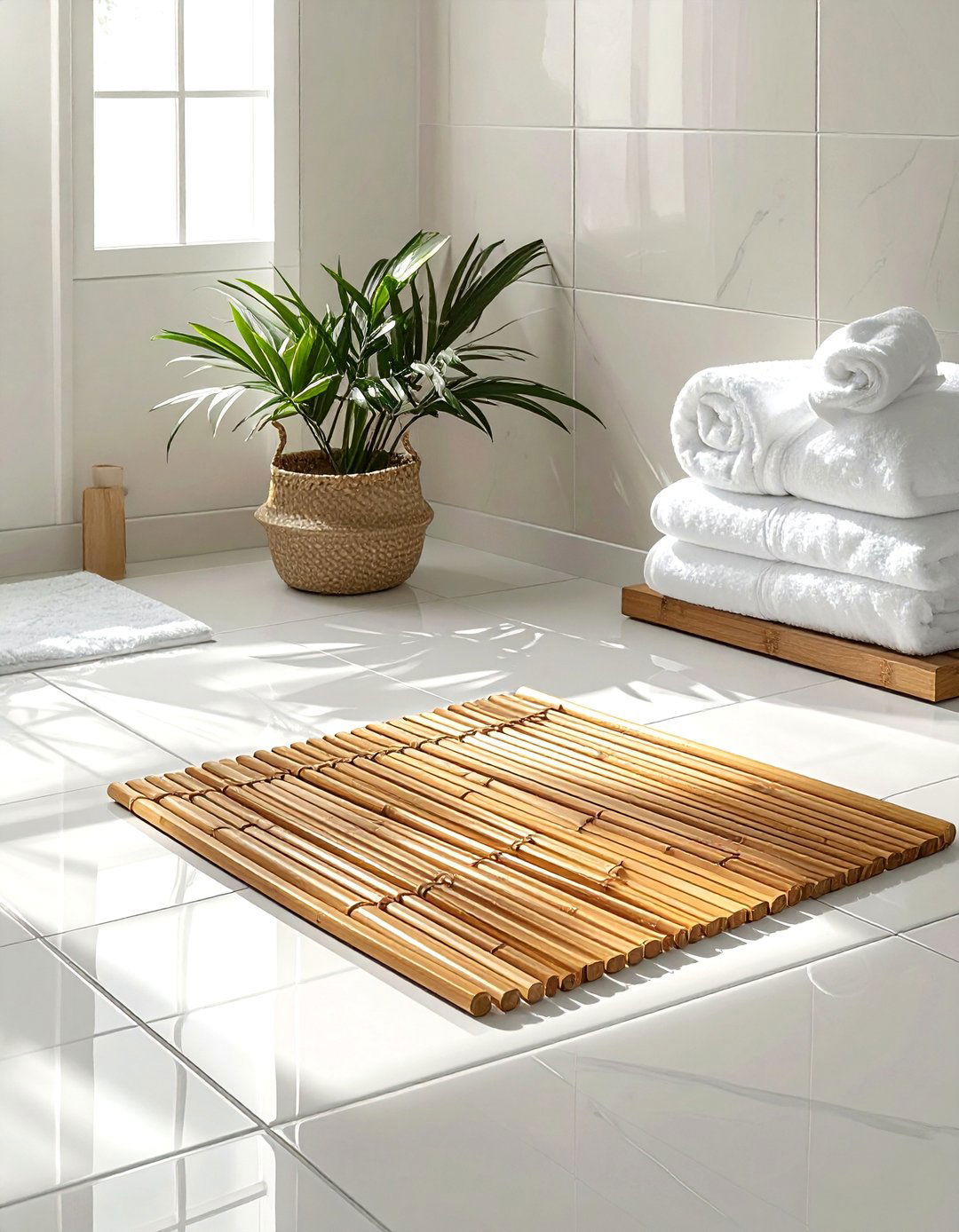 Bamboo bath mat - 30 spa bathroom ideas