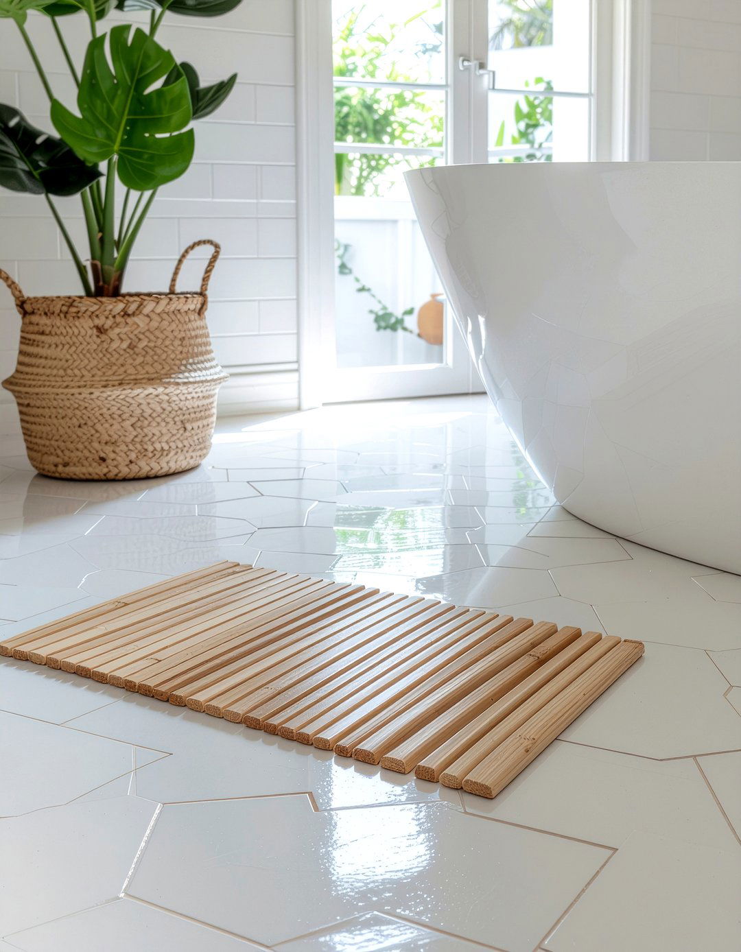 Bamboo bath mat - 30 bathroom easy update ideas