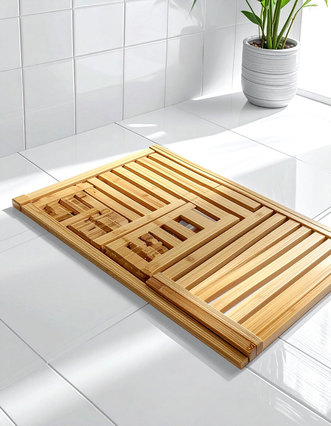 Bamboo bathroom bath mat - 30 budget bathroom ideas