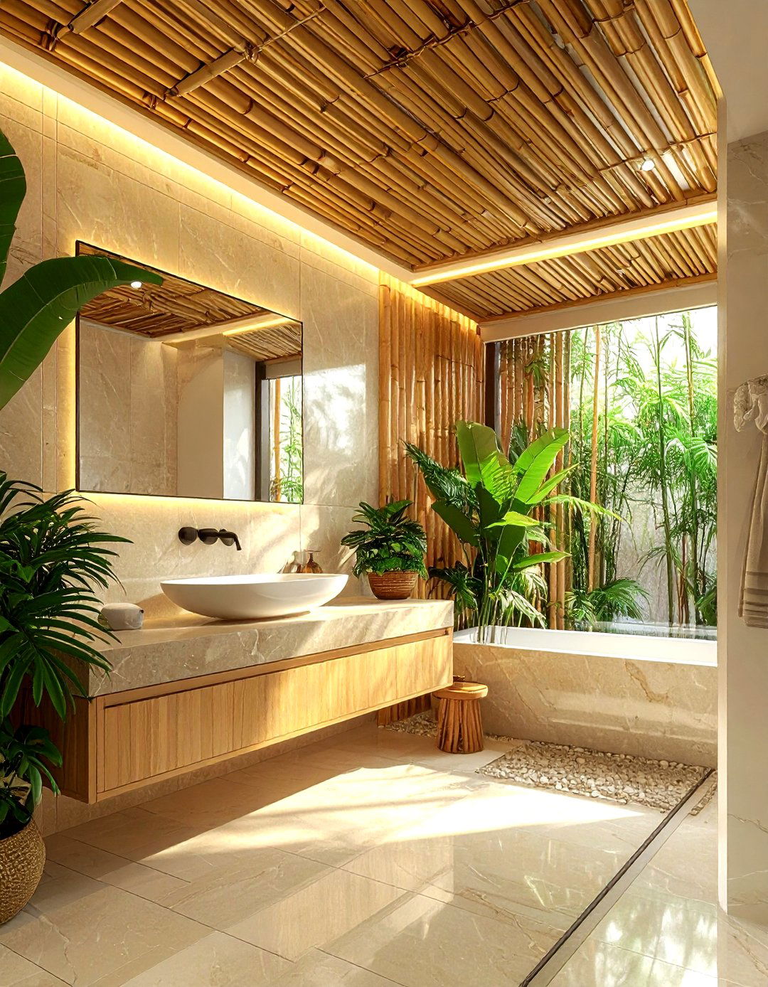 Bamboo bathroom ceiling - 30 wood ceiling bathroom ideas