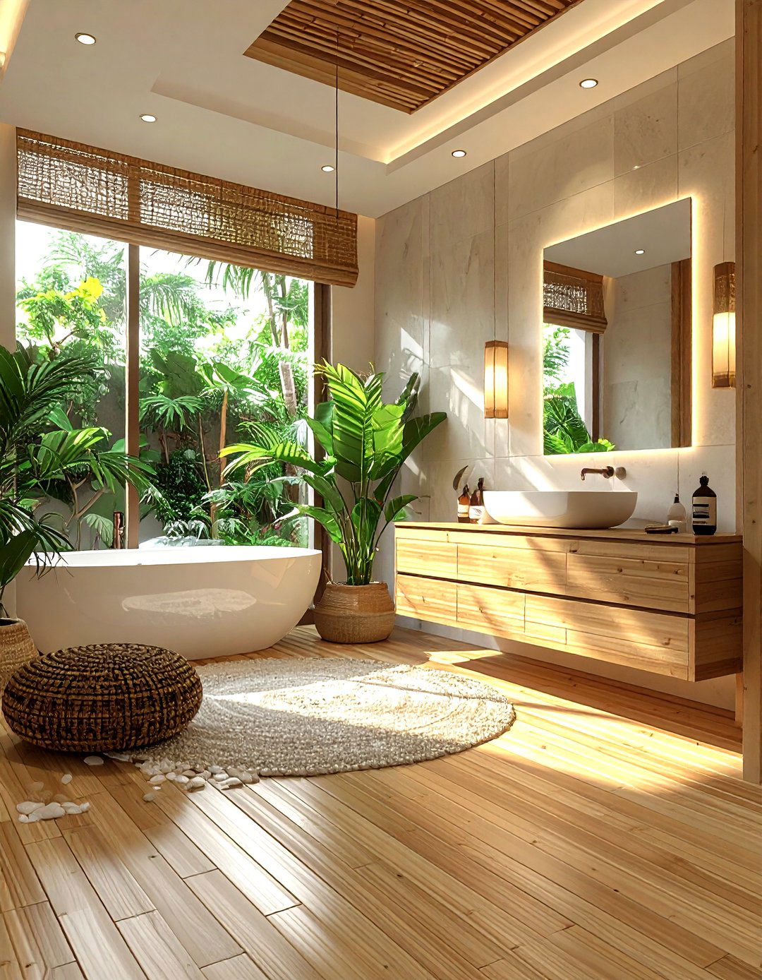 Bamboo bathroom floor - 30 non-slip bathroom floor ideas