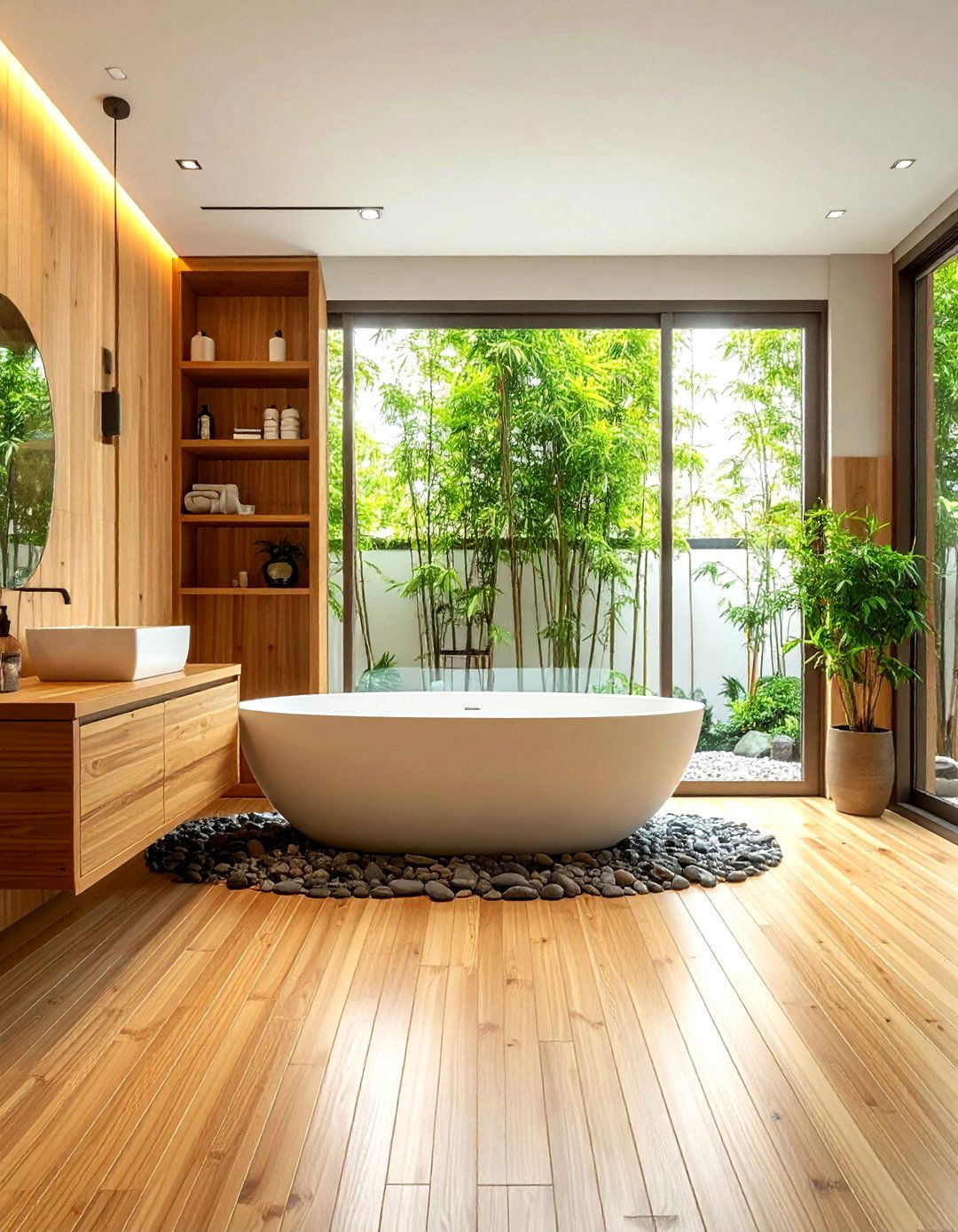 Bamboo bathroom floor - 30 bathroom wood floor ideas