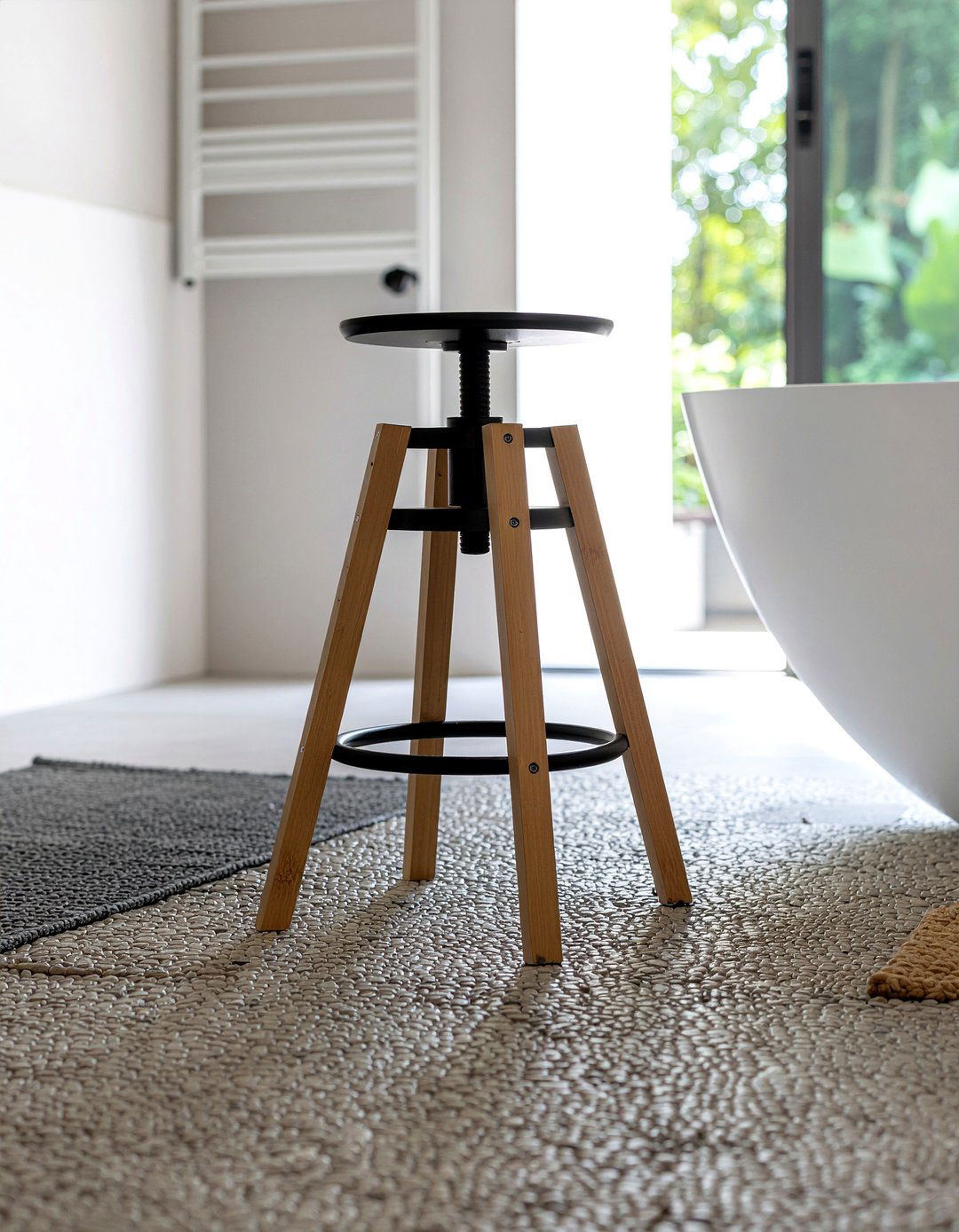 Bamboo bathroom stool - 30 bathroom chair ideas