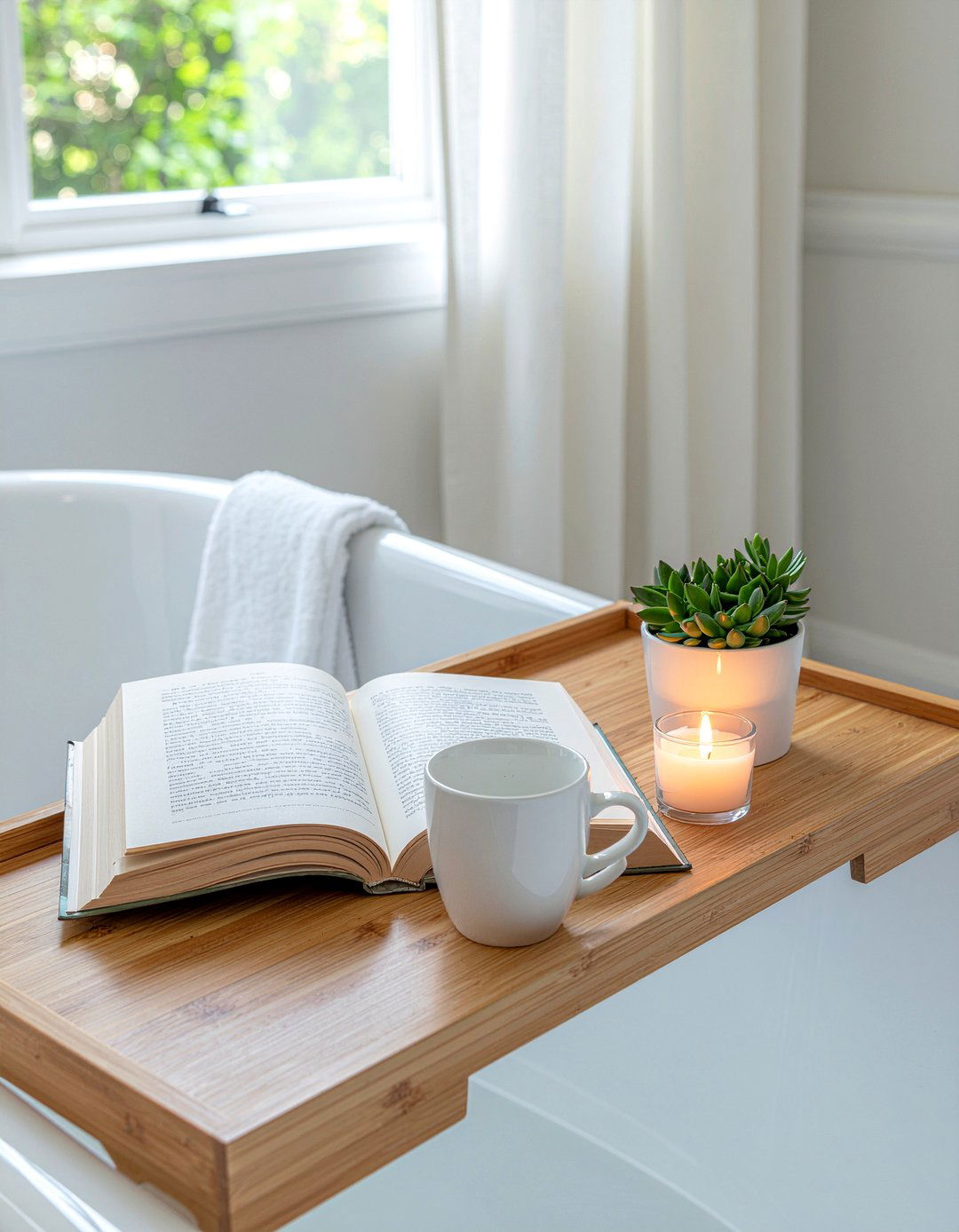 Bamboo bathtub tray - 30 bathroom caddy ideas
